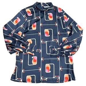 Womens ZARA High Neck Satin Effect Geometric Print Blouse